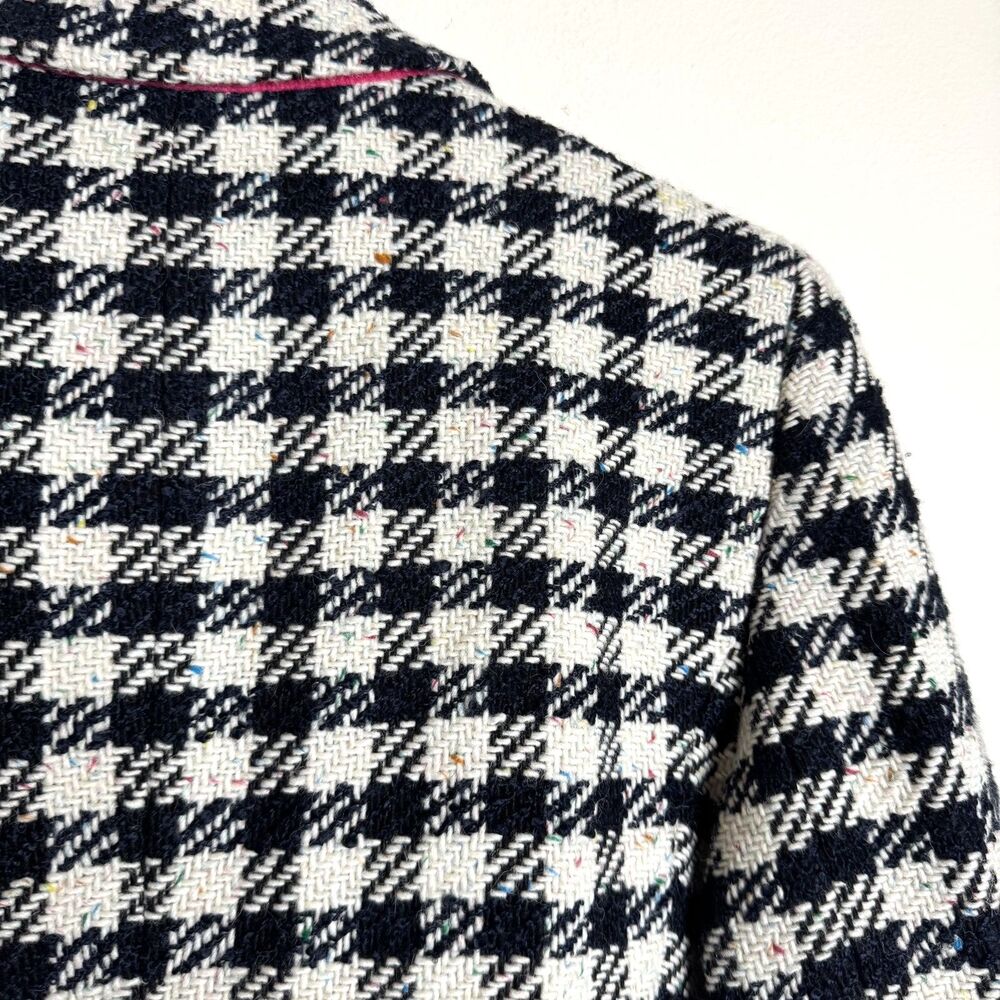 Talbots Blazer Womens 10 Black White Houndstooth Wool Blend Tweed Jacket office - Picture 12 of 12